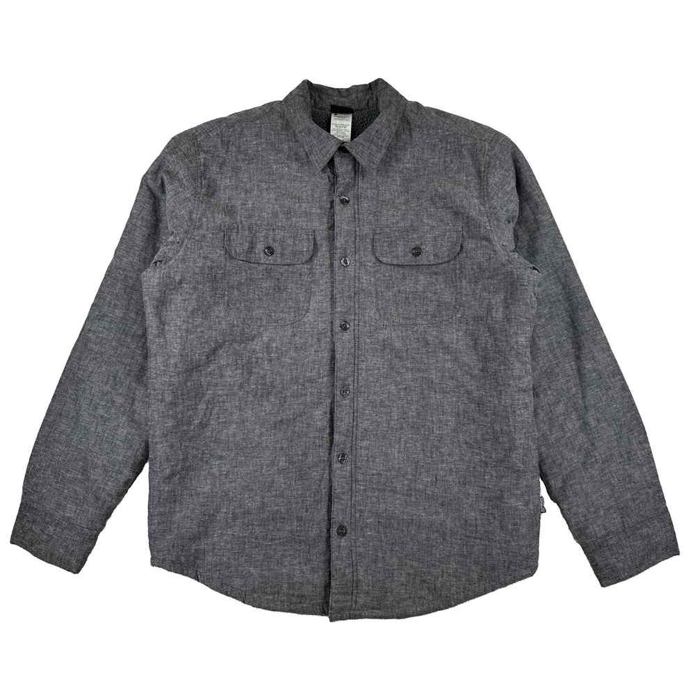 Patagonia Long Sleeved Cormac Shirt Jacket Shacket Men's Large Gray Sherpa Lined